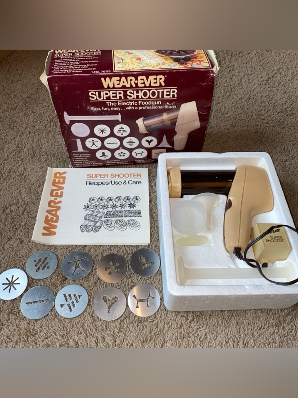 Wear Ever Super Shooter Electric Cookie Pastry Press Gun In Box #70123 Vintage